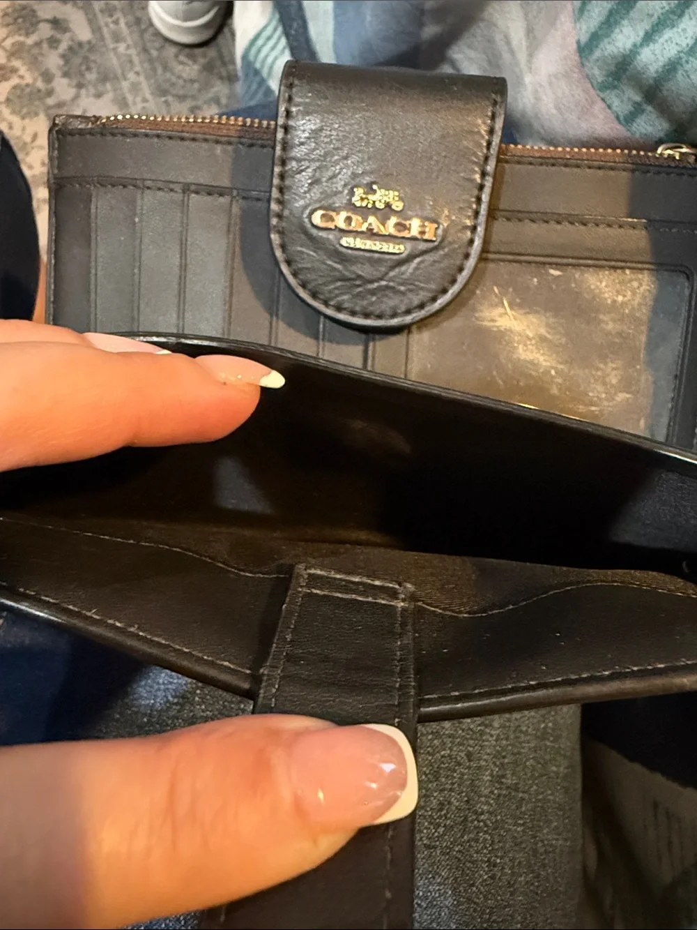 Coach Brown and Black Signature Canvas phone Wallet - Picture 7 of 8